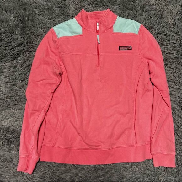 Vineyard Vines Pink Quarter Zip Pullover Sweatshirt Size Medium - Picture 1 of 8
